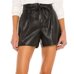 NWOT Paige Melilla Black Vegan Leather Shorts Sz 6